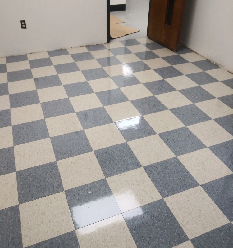 strip and wax floor in a room